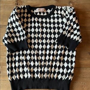 Philosophy Black and White Diamond Pattern Blouse